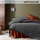 NNEDSZ Soho Waffle Dark Grey Quilt Cover Set King