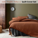 NNEDSZ Soho Waffle Tobacco Quilt Cover Set Queen