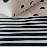 NNEDSZ VTWonen Stripe and Eye Natural Cotton Quilt Cover Set King