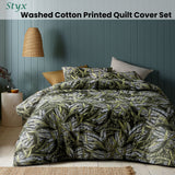 NNEDSZ Styx Washed Cotton Printed Quilt Cover Set Queen