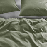 NNEDSZ Bedding House Summer Green Seersucker Cotton Quilt Cover Set Queen
