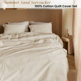 NNEDSZ Bedding House Summer Sand Seersucker Cotton Quilt Cover Set King