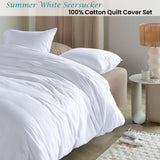 NNEDSZ Bedding House Summer White Seersucker Cotton Quilt Cover Set King