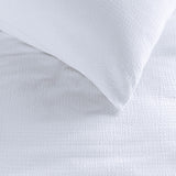 NNEDSZ Bedding House Summer White Seersucker Cotton Quilt Cover Set Queen