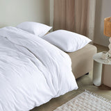 NNEDSZ Bedding House Summer White Seersucker Cotton Quilt Cover Set Queen