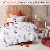 NNEDSZ Happy Kids Woodland White Cotton Quilt Cover Set Double