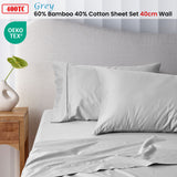NNEDSZ 400TC Grey Bamboo Cotton Sheet Set 40cm Wall King Single
