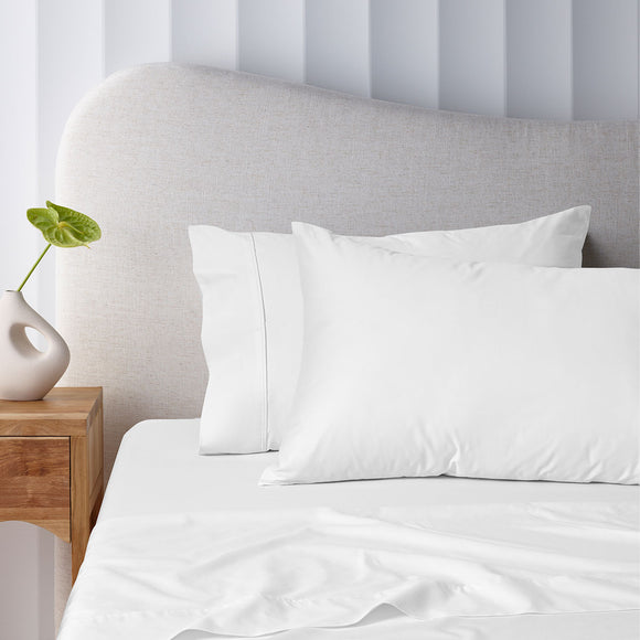 NNEDSZ 400TC White Bamboo Cotton Sheet Set 40cm Wall Double