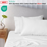 NNEDSZ 400TC White Bamboo Cotton Sheet Set 40cm Wall Double