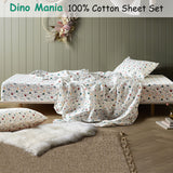 NNEDSZ Happy Kids Dino Mania Green Cotton Sheet Set Single