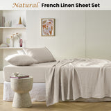 NNEDSZ Vintage Design Homewares Natural French Linen Sheet Set Queen