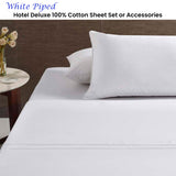 NNEDSZ White Piped Hotel Deluxe Cotton Sheet Set King
