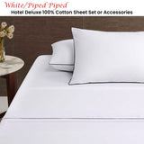 NNEDSZ White/Black Piped Hotel Deluxe Cotton Sheet Set Queen