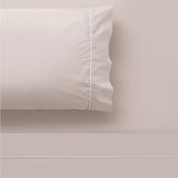 NNEDSZ White/Natural Piped Hotel Deluxe Cotton Sheet Set King