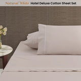 NNEDSZ White/Natural Piped Hotel Deluxe Cotton Sheet Set Super King