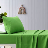NNEDSZ Happy Kids Green Plain Dyed Microfibre Sheet Set King Single
