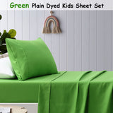 NNEDSZ Happy Kids Green Plain Dyed Microfibre Sheet Set King Single
