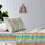 NNEDSZ Happy Kids Multi Stripes Printed Microfibre Sheet Set Single