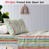 NNEDSZ Happy Kids Multi Stripes Printed Microfibre Sheet Set Single