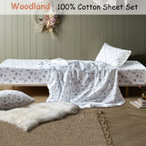 NNEDSZ Happy Kids Woodland White Cotton Sheet Set Single