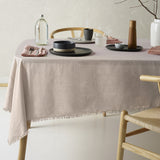 NNEDSZ Vintage Design Homewares Gypsy Natural Fringed Washed Linen Cotton Tablecloth 130cm x 180cm