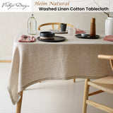 NNEDSZ Vintage Design Homewares Helm Natural Washed Linen Cotton Tablecloth 150cm x 230cm