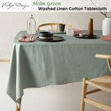 NNEDSZ Vintage Design Homewares Helm Green Washed Linen Cotton Tablecloth 180cm x 400cm