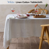 NNEDSZ Vintage Design Homewares White French Linen Tablecloth 130cm x 180cm