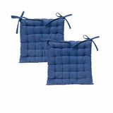 NNEDSZ J Elliot Home Set of 2 Outdoor 100% Cotton Chair Pads 40 x 40 cm Solid Blue