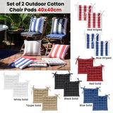 NNEDSZ J Elliot Home Set of 2 Outdoor 100% Cotton Chair Pads 40 x 40 cm Solid Blue