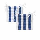 NNEDSZ J Elliot Home Set of 2 Outdoor 100% Cotton Chair Pads 40 x 40 cm Striped Blue