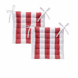 NNEDSZ J Elliot Home Set of 2 Outdoor 100% Cotton Chair Pads 40 x 40 cm Striped Red