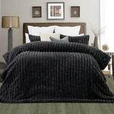 NNEDSZ Jane Barrington Arna Charcoal 3 Pcs Channel Faux Bunny Fur Comforter Set Queen