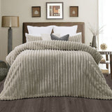 NNEDSZ Jane Barrington Arna Natural 3 Pcs Channel Faux Bunny Fur Comforter Set King