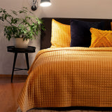 NNEDSZ Home Adela Mustard Velvet Quilted Coverlet Set Queen/King