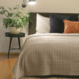 NNEDSZ Home Adela Sandstone Velvet Quilted Coverlet Set Queen/King