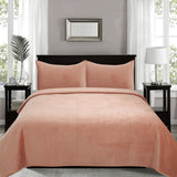 NNEDSZ Home Merida Clay Pink Velvet Quilted Coverlet Set Queen/King