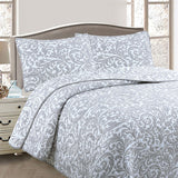 NNEDSZ Jane Barrington Grey & White Lightly Quilted Reversible Coverlet Set Queen