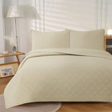 NNEDSZ Jane Barrington Morris Beige Ultrasonic Embossed Lightly Quilted Reversible Coverlet Set King
