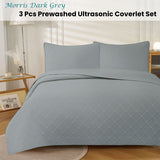 NNEDSZ Jane Barrington Morris Dark Grey Ultrasonic Embossed Lightly Quilted Reversible Coverlet Set King