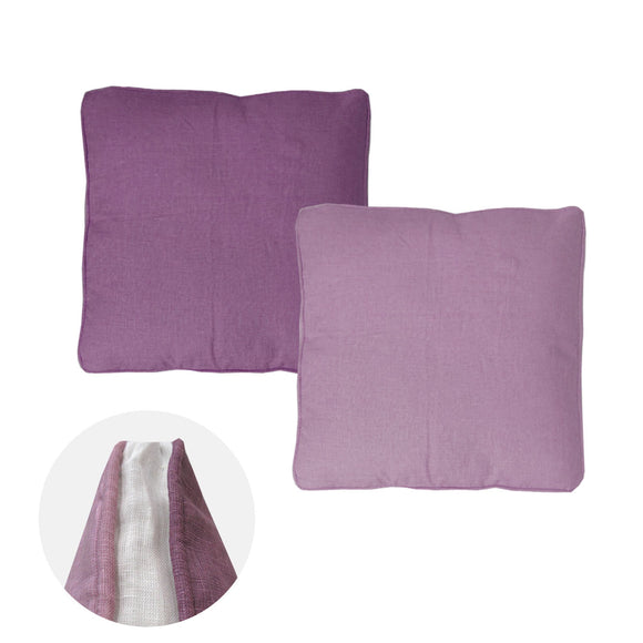 NNEDSZ 2-Tone Mauve Gusseted Linen Texture Look Filled Cushion 45 x 45 x 6 cm