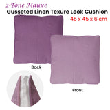 NNEDSZ 2-Tone Mauve Gusseted Linen Texture Look Filled Cushion 45 x 45 x 6 cm