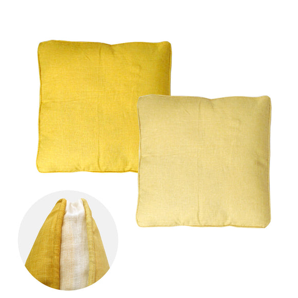 NNEDSZ 2-Tone Yellow Gusseted Linen Texture Look Filled Cushion 45 x 45 x 6 cm
