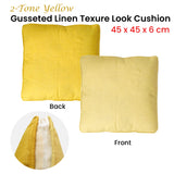 NNEDSZ 2-Tone Yellow Gusseted Linen Texture Look Filled Cushion 45 x 45 x 6 cm