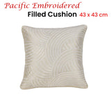NNEDSZ Homewares Pacific Embroidered White Filled Cushion 43 x 43 cm