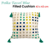 NNEDSZ Home Polka Dots Tassel Blue Filled Cushion 43 x 43 cm