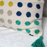 NNEDSZ Home Polka Dots Tassel Blue Filled Cushion 43 x 43 cm