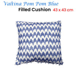 NNEDSZ Home Valtina Pom Pom Blue Filled Cushion