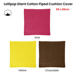NNEDSZ Homewares Lollipop Extra Large Cotton Piped Square Cushion Cover 90 x 90 cm Yellow