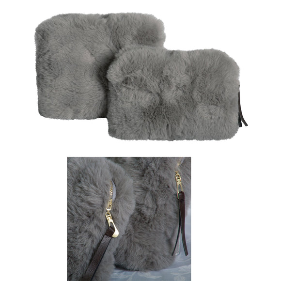 NNEDSZ Home Demi Set of 2 Cosmetic Pouches Silver Grey